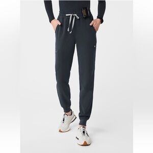 FIGS High waisted Uman Relaxed Jogger Scrub Pants in Dark Harbor PETITE length